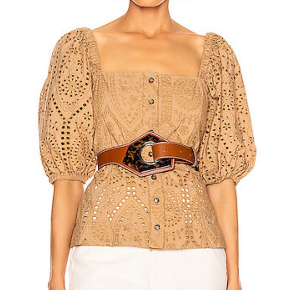 ganni poplin button up top